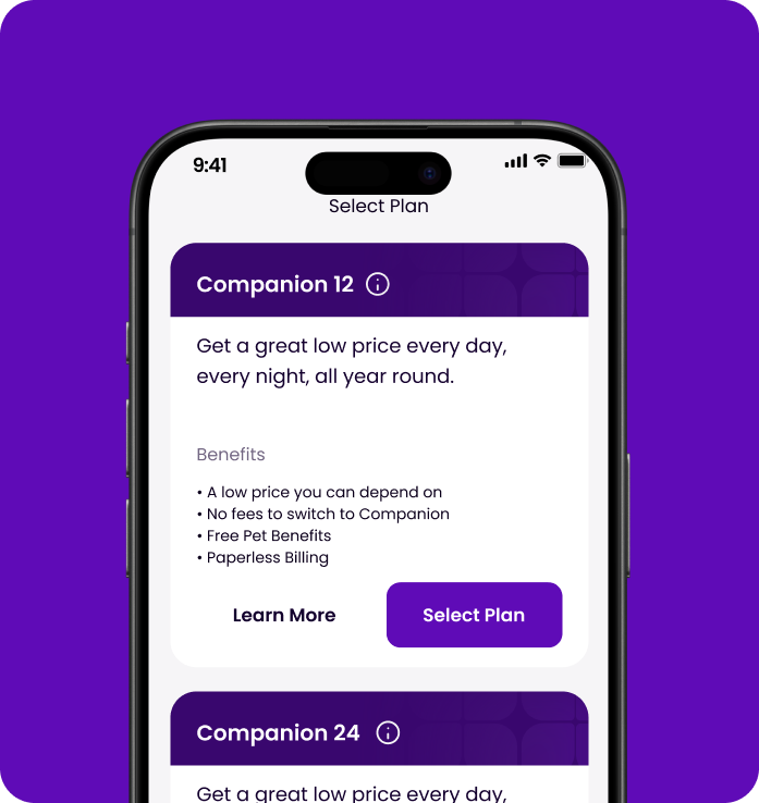 preview of the Companion App displaying the benefits of signing up