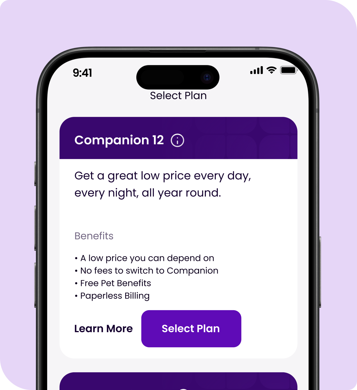 image of a preview of the companion app on a phone screen